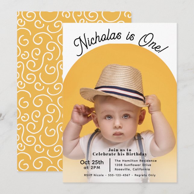 Cute Photo Arch Children's Birthday Party Invitation (Front/Back)