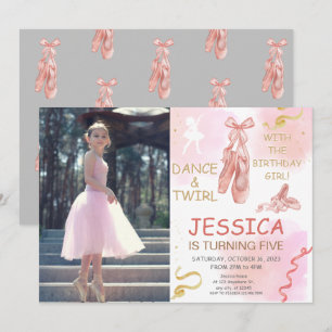 Cute photo Ballerina shoes for Girl Invitation