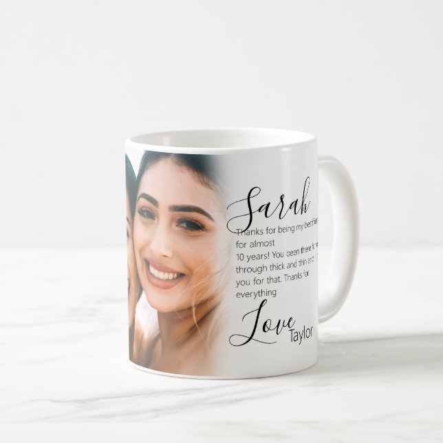 cute photo best friend bestie script coffee mug (Front Right)