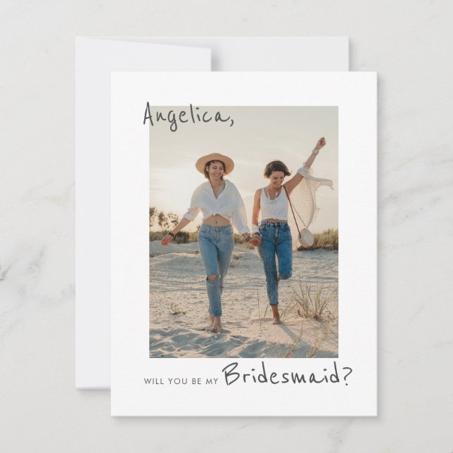Cute Photo Bridesmaid Proposal Card Template (Front)
