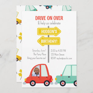 Cute Photo Cars Party Invitations