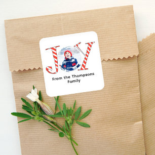 Cute Photo Christmas Joy Gift Tag 
