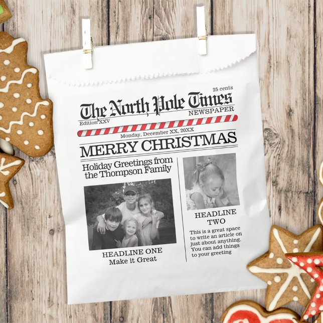 Cute Photo Christmas Newspaper Custom  Favour Bags (Creator Uploaded)