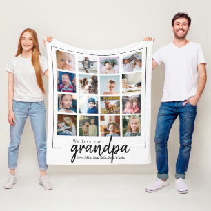 cute photo collage grandpa gift fleece blanket