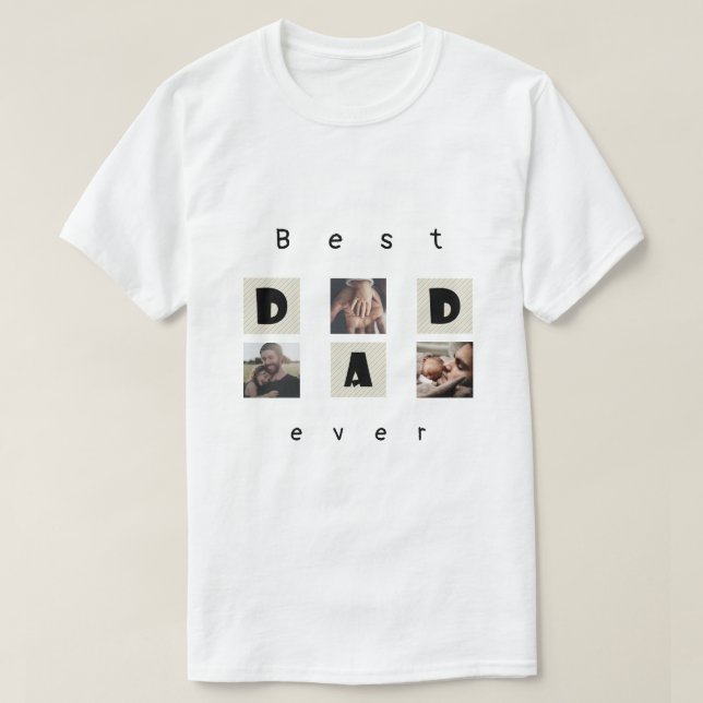  CUTE Photo Collage- Happy Father's Day  T-Shirt (Design Front)