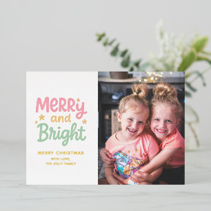 Cute Photo Colourful Modern Christmas Foil Holiday Card