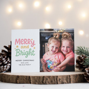 Cute Photo Colourful Modern Christmas Holiday Card