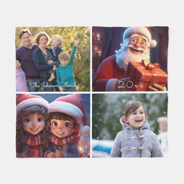 Cute Photo Family Fleece Blanket (Front (Horizontal))