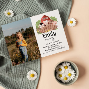 Cute Photo Farm Animals Birthday Invitation