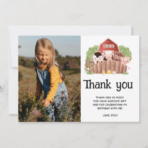 Cute Photo Farm Animals Birthday Thank You Card
