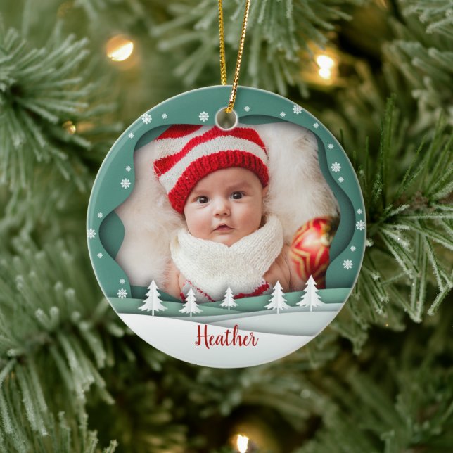 Cute Photo Frame First Christmas as Grandparents Ceramic Tree Decoration (Tree)