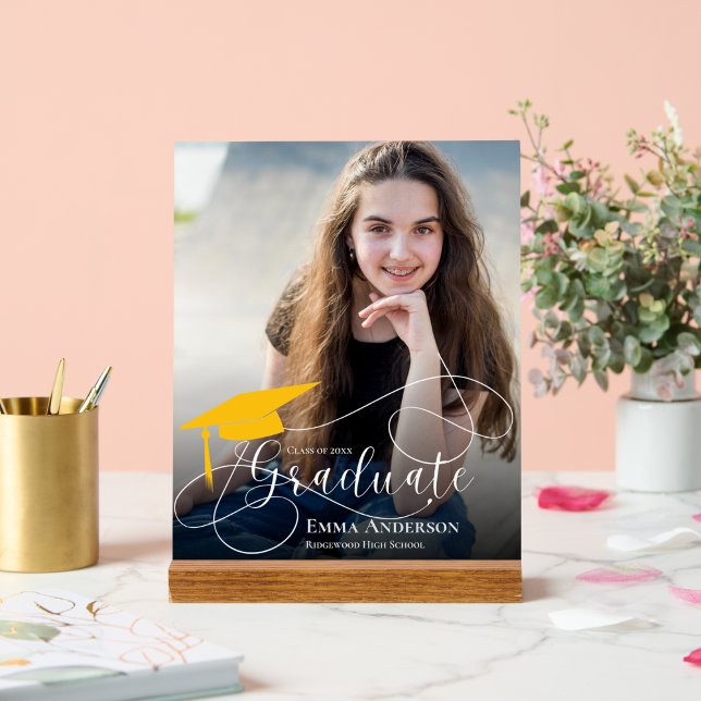 Cute Photo Graduate Announcement Class Of 2025 Acrylic Sign (Personalized Photo Graduation Acrylic Keepsake Plaque – Class of 2026 Graduate Display)