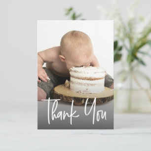 Cute photo handlettering 1st birthday Custom note Thank You Card