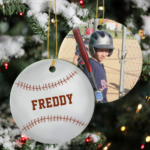 Cute Photo Keepsake Baseball Personalized  Ceramic Tree Decoration