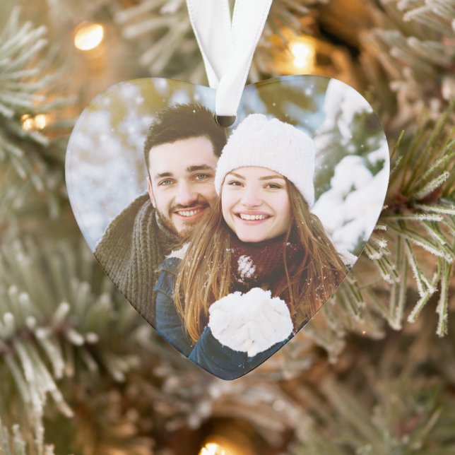 Cute Photo Keepsake Heart Our First Christmas Ornament (Tree)