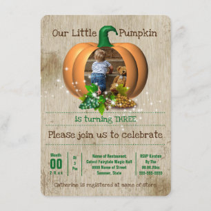 Cute photo magical pumpkin babies country party invitation