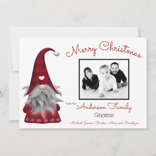 Cute Photo Merry Christmas Elf Personalised Gnome Holiday Card