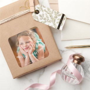 Cute Photo Merry Christmas Square Stickers