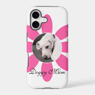 Cute Photo of Puppy Dog in Hot Pink Flower Frame