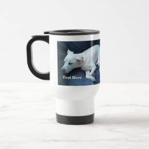 Cute Photo of Sweet White Labrador Mix Dog Napping Travel Mug