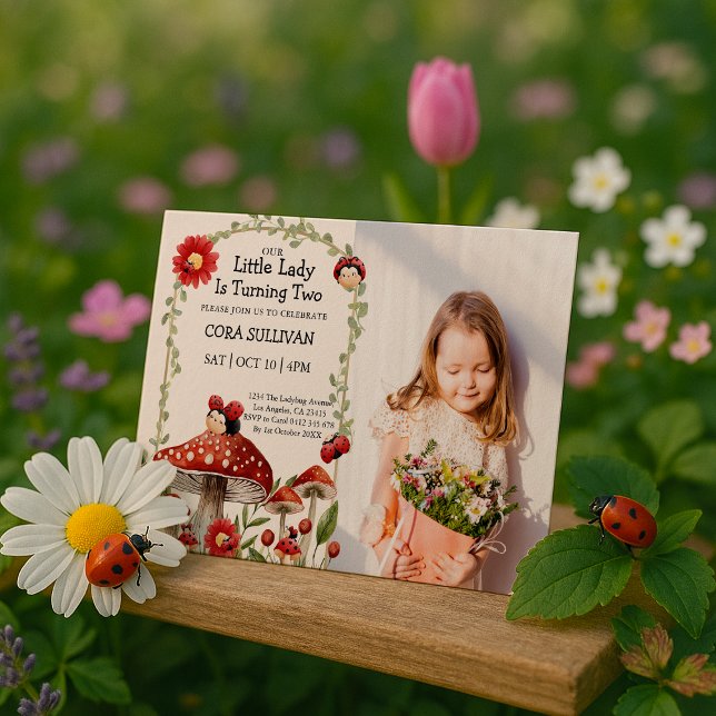 Cute Photo Our Little Ladybug Girl Birthday Invitation (Creator Uploaded)