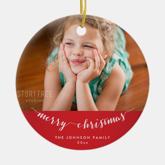 Cute Photo Personalised Christmas Tree Ornament (Front)
