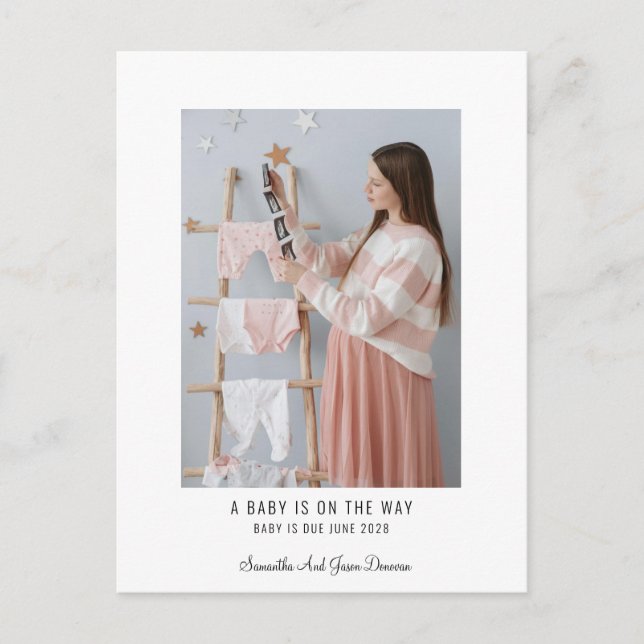 Cute Photo Pregnancy Announcement Postcard (Front)