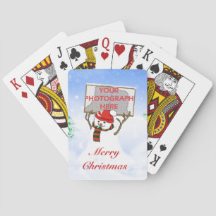 Cute photo snowman Christmas playing cards