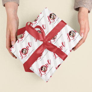 Cute Photo Typography Love Colourful Whimsical Red Wrapping Paper Sheet