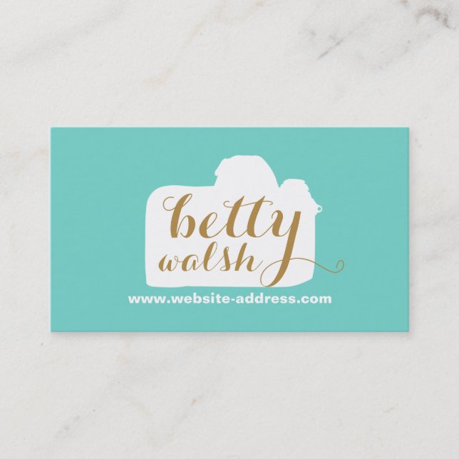 Cute Photographer Camera Logo Photography Business Card (Front)