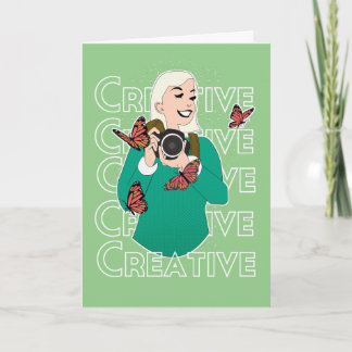 Cute Photographer Girl with Butterflies Card