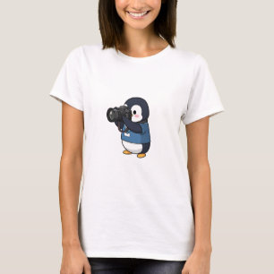 Cute Photographer Penguin Taking Pictures with DSL T-Shirt