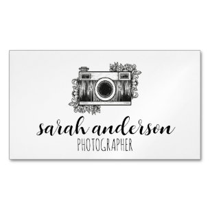 Cute Photographer Vintage Camera Magnetic Business Card