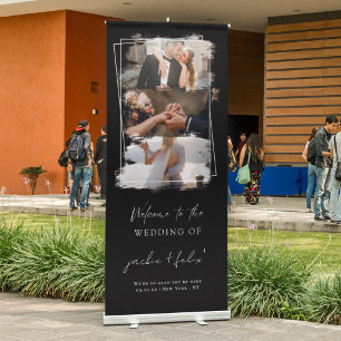 Cute Photos and Elegant Brushstroke Wedding Retractable Banner