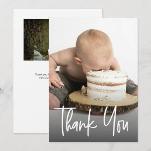 Cute Photos handlettering 1st birthday Custom Thank You Card