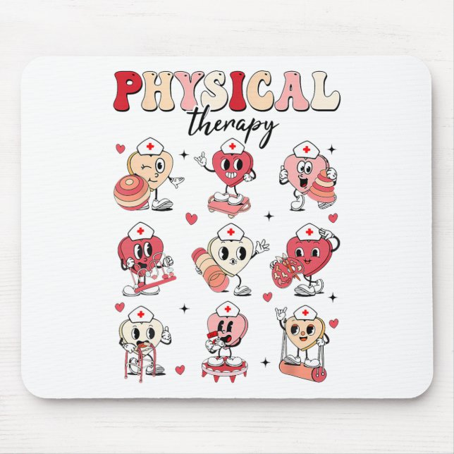 Cute Physical Therapy Valentine's Day Pt Pta Pedia Mouse Mat (Front)