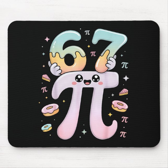 Cute Pi Day 67 Math Apparel Funny Pi Number Design Mouse Mat (Front)