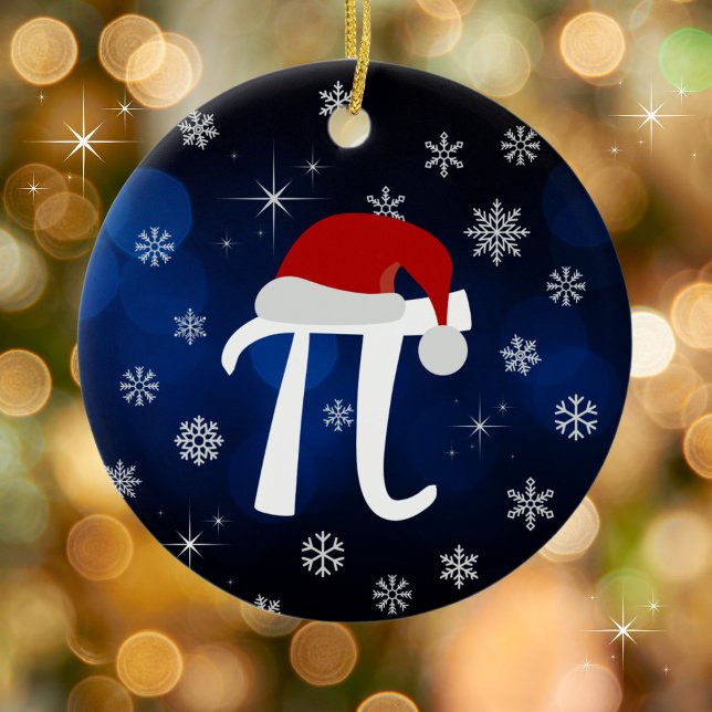 Cute Pi Symbol with Santa Hat  Ceramic Tree Decoration (Don't forget the PI this Christmas!)