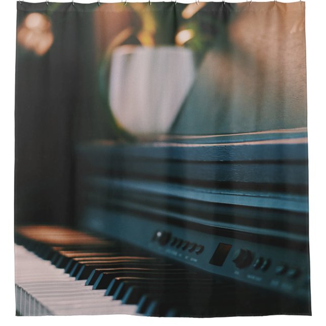 Cute Piano Artwork Shower Curtain (Front)