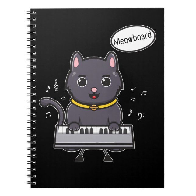 Cute Piano Cat Music Kitten Lover Notebook (Front)