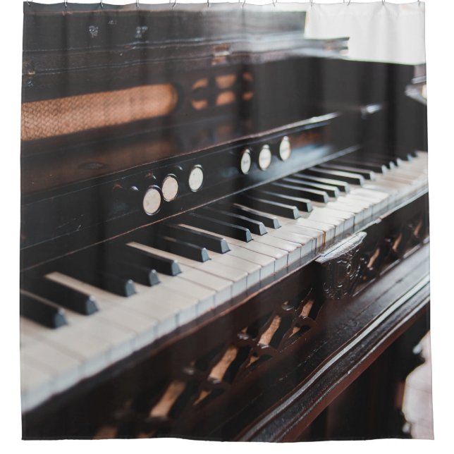 Cute Piano Design Shower Curtain (Front)