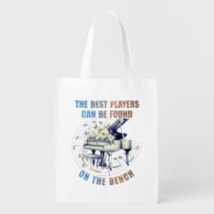 Cute Piano Player Best on Bench Quote Reusable Grocery Bag