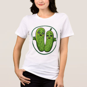 Cute Pickle Couple Funny Kawaii Pickles T-Shirt fo Tri-Blend Shirt