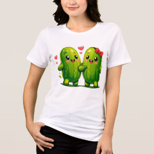 Cute Pickle Couple Funny Kawaii Pickles T-Shirt fo Tri-Blend Shirt