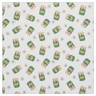 Cute Pickle Jar & Daisy Seamless Pattern Fabric