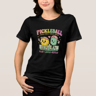 Cute Pickleball Besties – Play • Laugh • Repeat | Tri-Blend Shirt