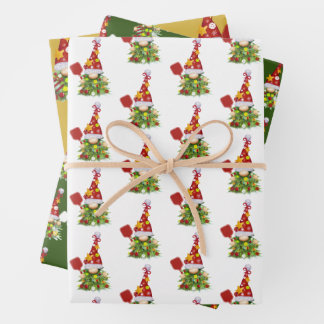 Cute Pickleball Christmas Gnomes  Wrapping Paper Sheet
