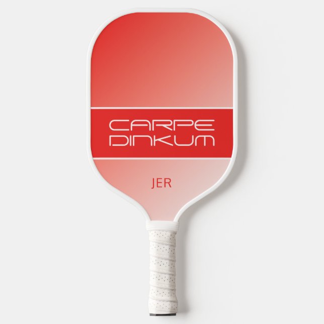 Cute Pickleball Dink Pun Gradient Initials Red Pickleball Paddle (Front)