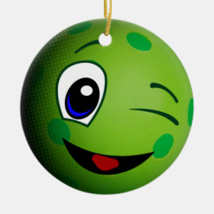 Cute Pickleball Emoticon Ceramic Tree Decoration
