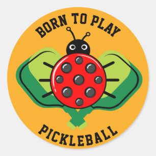 🐞Cute pickleball ladybug orange Classic Round Sticker